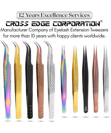 Professional Set of 3 Fiber Tip Lash Tweezers for Eyelash Extensions - Japanese Steel - Rose Gold - Buy Online on GoSupps.com