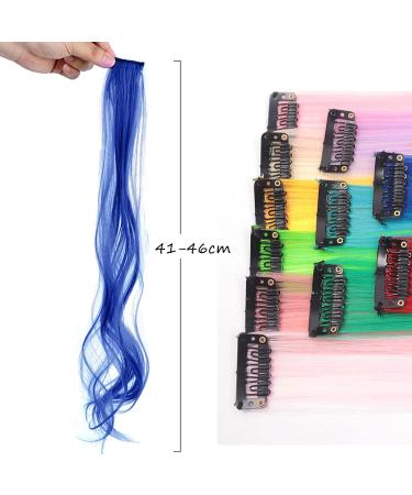16 PCS Colored Clip in Hair Extensions Colorful Party Highlights Hair Synthetic Hairpieces Rainbow Hair Accessories for Women Girls 8 Colors (Curly) - Buy Online on GoSupps.com
