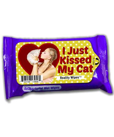 I Just Kissed My Cat Wipes - Funny Moist Towelettes - Weird Crazy Cat Lady Gags for Friends - Travel Size