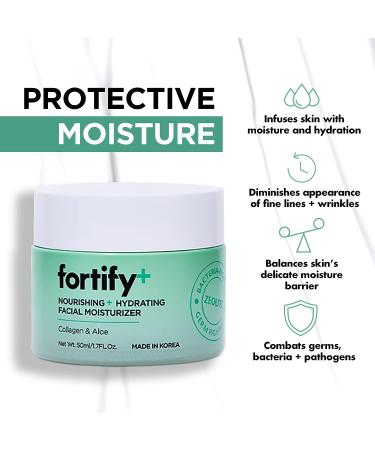 Fortify Anti-Aging Daily Facial Moisturizer with Collagen & Aloe - Nourishing & Hydrating - Vegan, Fragrance-Free - 50ML/1.7Fl.Oz - Buy Online on GoSupps.com
