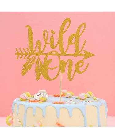 AmarYYa Wild One Cake Topper - Gold Glitter Boy or Girl 1st Birthday/Baby Shower Cake Decoration Gold Glitter Baby ONE With Arrow Birthday Cake Topper First Smash Cake Decoration Wildone-a - Buy Online on GoSupps.com