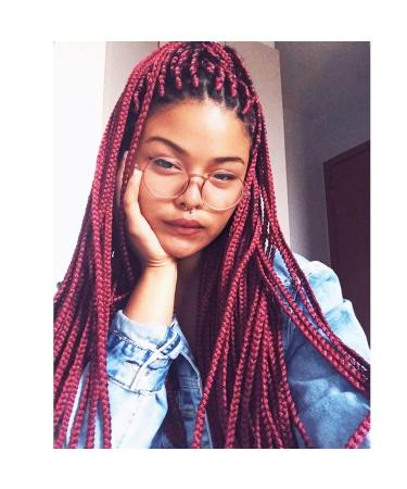 LDMY Burgundy Braids Extensions - 6pcs Pack 24 Jumbo Kanekalon Synthetic Hair for Women | Yaki Texture 100g per Piece - Buy Online on GoSupps.com