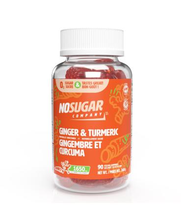 No Sugar Ginger and Turmeric Gummies Sugar Free Helps Digestion Keto & Diabetic Friendly Vegan Non-GMO and Gluten-free 90 Natural Gummies