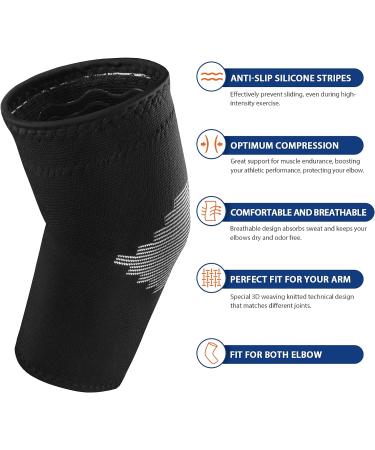 AVIDDA Elbow Support Sleeve for Men Women - Compression Arm Brace for Tennis Golfers Arthritis Pain Relief - Black, Size S - Buy Online on GoSupps.com