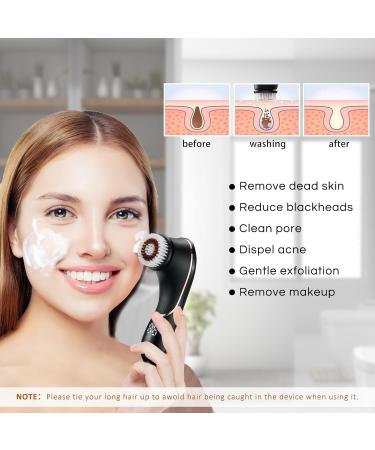 Rechargeable Facial Cleansing Brush - IPX7 Waterproof Exfoliator & Massager | Deep Clean & Remove Blackheads - Black & Rose Gold - Buy Online on GoSupps.com