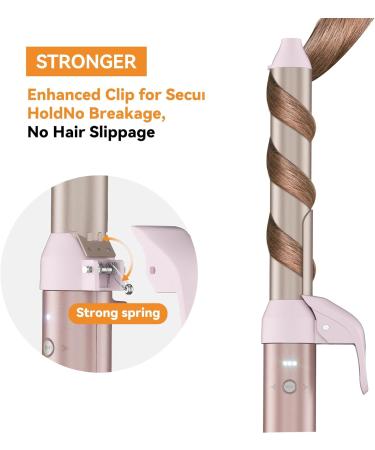 Rotating Curling Iron 1.25" - Automatic Instant Heat Ionic Curling Iron for Long Hair | Professional Self-Curling Wand in Pink - Buy Online on GoSupps.com