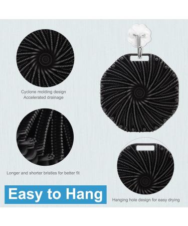 Silicone Body Scrubber with Non-Slip Handle - Travel Friendly Shower & Body Wash Scrubber (Black) | International Shipping - Buy Online on GoSupps.com