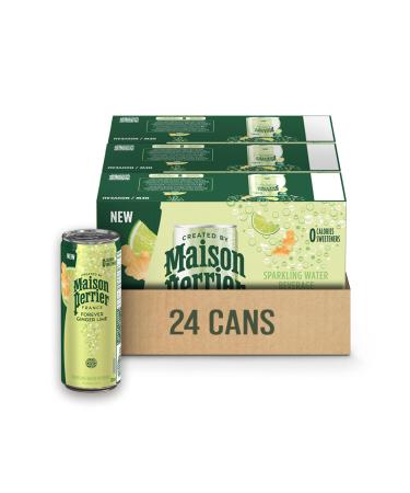 Maison Perrier Forever Ginger Lime Sparkling Water Beverage Natural Ginger Lime Flavour No Calories No Sweeteners No Sodium Sourced & Bottled In France 24 Cans