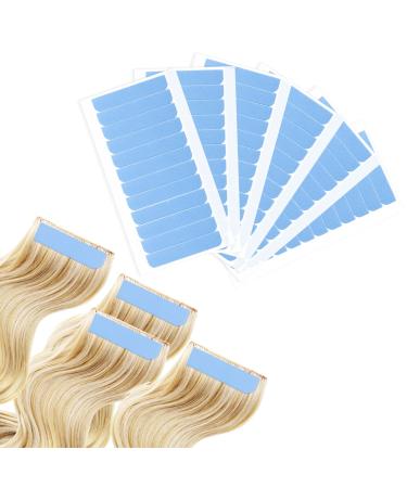 simarro 144Pcs Hair Extension Tape Tabs Double Sided Adhesive Wig Tapes Tabs for Hair Extensions Replacement Tapes for Human Hair Wig Tape Waterproof Wig Tape Beauty Tools (Blue)