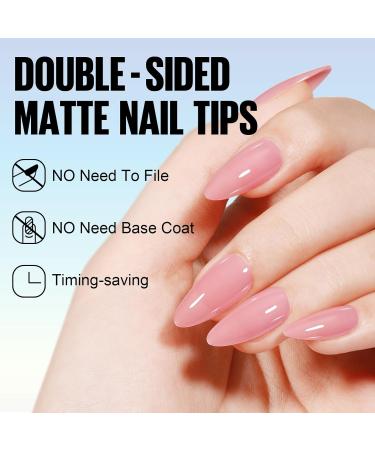 TOMICCA Soft Gel Almond Nail Tips - 180Pcs, Matte Finish, 3-in-1 Base Coat, Pre-Colored Press On Nails - Light Pink Almond - Buy Online on GoSupps.com
