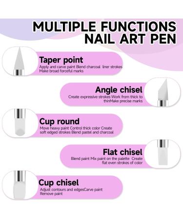 5 Pcs Dual Tipped Silicone Nail Tools - Acrylic Handle Nail Art Brushes for Home & Salon - Buy Online on GoSupps.com