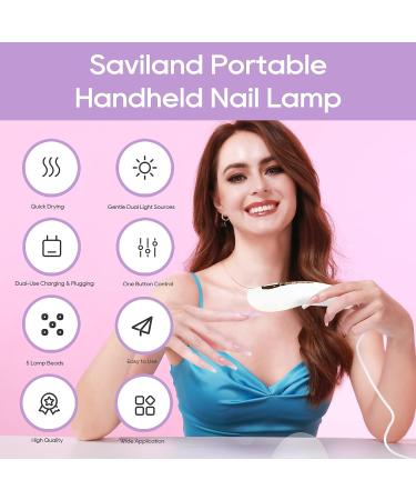 SAVILAND Mini Nail Lamp - Rechargeable 18W Handheld UV LED Gel Nail Dryer for Home and Salon Use - Buy Online on GoSupps.com