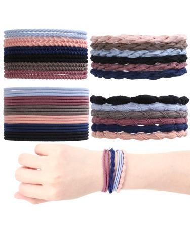 Vin Beauty 24 Pieces Boho Hair Ties Bracelets for Women  4 Styles Cute Hair Ties Hair Rubber Bands Styling Accessories for Thin Hair Curly Hair  Soft Hair Elastics Ponytail Holders for Women Girls
