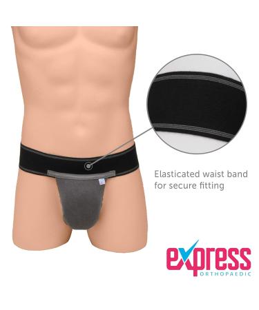 Express Orthopaedic Scrotal Support - Small Black/Grey Jockstrap for Hernia, Hydrocele, Post Surgery & Sports - Buy Online on GoSupps.com