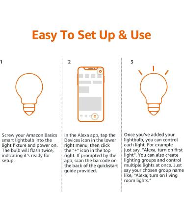 Amazon Basics Smart A19 LED Light Bulb 4-Pack - Color Changing, Wi-Fi, Alexa Compatible - 60W Equivalent, 800LM - Certified for Humans - Buy Online on GoSupps.com