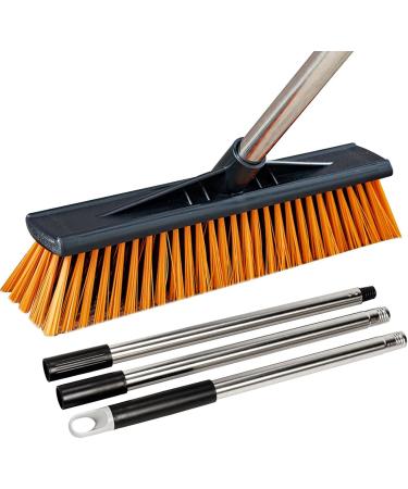 Stiff Floor Brush Scrubber - Stiff Bristle Scrubber Portable Outdoor Sweeping Brush for Floors Shower Cleaning Brush Floor Scrub Brush for Balconies Decks 40cm - Buy Online on GoSupps.com