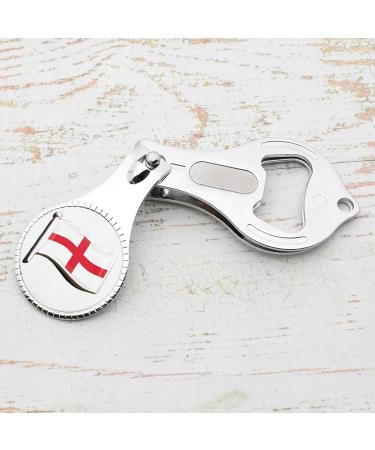 Flag of England Design Pocket Metal Nail Clipper Bottle Opener with Personalised Engraved Message Presented in a Velvet Pouch - Buy Online on GoSupps.com