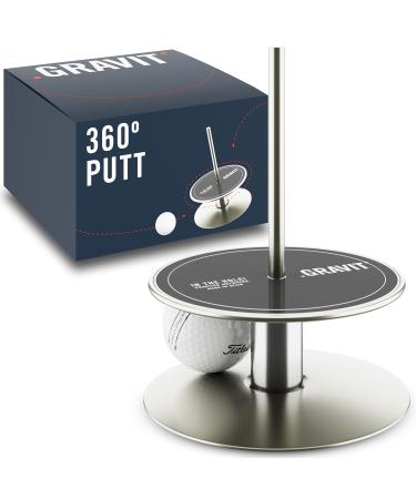 Gravit Golf Putting Hole  360-Degree Golf Putting Green Practice Hole  Portable Putting Hole for Golf Training Indoor and Outdoor  Durable Stainless Steel and Aluminum Black