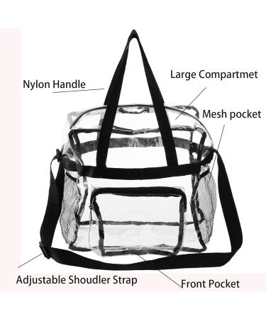 Jucoan 2 Pack Clear Stadium Tote Bag with Zipper Closure - Large Capacity, Mesh Pockets - Ideal for Work, Concerts, Sports, Gym - Stadium Approved - Buy Online on GoSupps.com