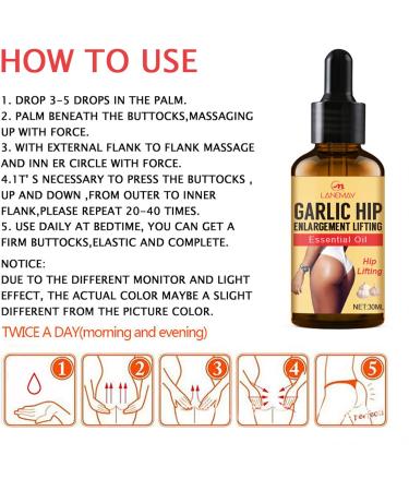 Garlic Hip Enlargement Essential Oil - Buttocks Enhancement & Lifting Oil (5pcs) | Boost Volume & Firmness - Buy Online on GoSupps.com