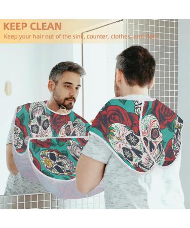 Beard Bib Apron for Men - Waterproof Hair Catcher Cape | Skull & Flowers Grooming Cloth for Easy Shaving & Trimming - Buy Online on GoSupps.com