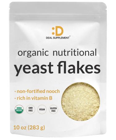 Organic Nutritional Yeast Flakes, 10oz | Non-Fortified | High Protein & Vitamin B Complex Source, Vegan Cheese Substitute  Dairy Free, Gluten Free, Non-GMO