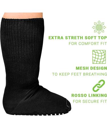 Extra Wide Non-Slip Cast Socks for Swollen Feet - 4 Pairs Black with Grips | Diabetic Edema & Hospital Socks for 30'' Stretch | Bariatric Oversized Socks - Buy Online on GoSupps.com