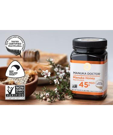 Manuka Doctor Multifloral MGO 45+ Manuka Honey 1.1 lbs (500g) - Premium Natural Health - Buy Online on GoSupps.com