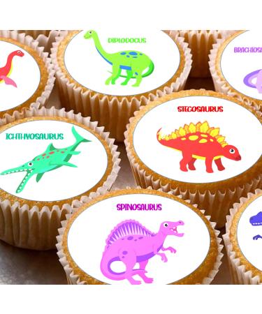 24 Dinosaur Names pre-cut edible cupcake wafer toppers - Buy Online on GoSupps.com
