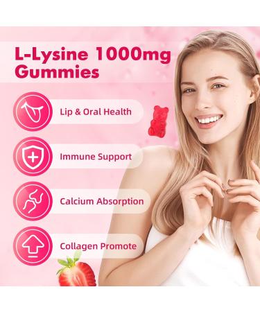 L-Lysine 1000mg Gummies Chewable Lysine Supplement for Adults & Kids Immune Support Essential Amino Acid Vegetarian Non-GMO Sugar-Free Gluten Free Strawberry Flavor 60 Counts 60 Count (Pack of 1) - Buy Online on GoSupps.com