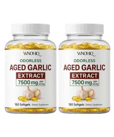 RTQSU Aged Garlic Extract - 7500mg Odorless | Garlic Supplements 360 Softgels | Odorless Aged Garlic Capseles for Supports Immune Health | Organic Non-GMO Gluten-Free (2)