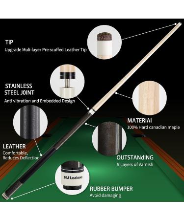 Hij Loalowe 58 Professional Billiard Cue Stick 19oz Canadian Maple Pool Queue Stick with 13mm Tip - Grey Cue - Buy Online on GoSupps.com