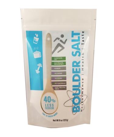 Boulder Salt - Low Sodium - Potassium Magnesium Salt - Electrolyte Salts - Unflavored - 8oz - Tastes Good on Food or in Water. 113 Servings. 8 Ounce (Pack of 1)