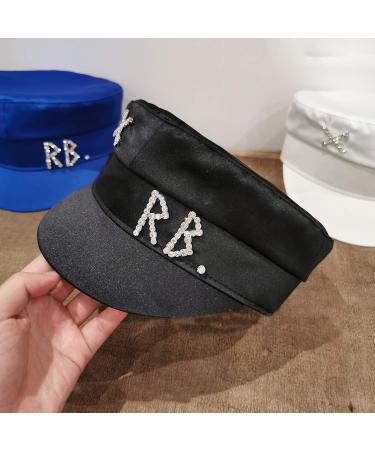 DOSOMI Women's Luxury Satin Sailor Beret Cap with Rhinestone Detail - Large Black - Buy Online on GoSupps.com