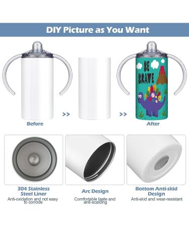 Vesici 12 oz Sublimation Blank Sippy Cups - 6 Piece Set for Kids | Insulated Stainless Steel Toddler Travel Mug with Handles - Buy Online on GoSupps.com