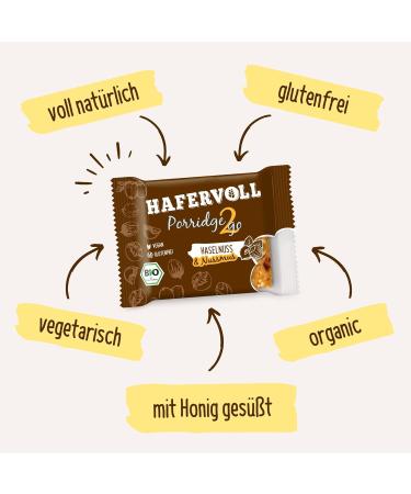 Impart Porridge2go Hazelnut & Nut Spread Bars - 13x55g - Vegan Organic Gluten-Free No Added Sugar Oats Dates & Quinoa Puffs - Healthy Snacking - Buy Online on GoSupps.com