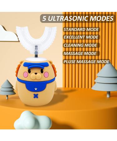 Kids U-Shaped Electric Toothbrush with 5 Brush Heads | Sonic Toothbrush with 5 Modes and Smart Reminder | IPX7 Waterproof | Ages 2-6 - Buy Online on GoSupps.com