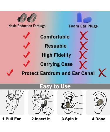 Silicone Ear Plugs for Sleeping, Concerts, Shooting Range, Motorcycles - Noise Cancelling & Reusable - S M L Sizes - Bright Black Case - Buy Online on GoSupps.com