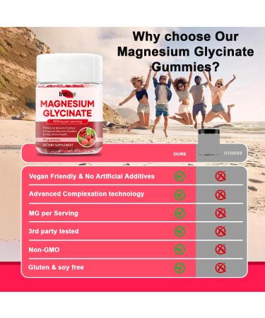 Irotahe Magnesium Glycinate Gummies 600mg - Sugar Free Raspberry Chews with L-Threonate Vitamin D3 & B6 - Supports Relaxation Sleep & Nervous System Health - 90 Gummies (Raspberry) - Buy Online on GoSupps.com