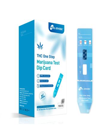 Drug Test Kit Marijuana, Individually Wrapped Single Panel THC Screen Urine Drug Test Kit with 50 ng/ml Cut Off Level, Marijuana Drug Test for Home Use, Accurate Results in 5 Minutes - 6 Strips