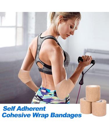 Self Adhesive Bandage Wrap 12 Pack | 2" x 5 Yards Cohesive Tape for Sports Injuries & Pet Care - Buy Online on GoSupps.com