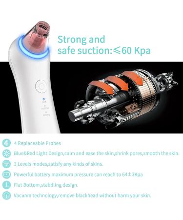 2023 Newest GERY Blackhead Remover Pore Vacuum Extractor Kit | Facial & Nose Peel Tool with Red&Blue Light | Electric Comedone Acne Extractor | 4 Probe Set - Buy Online on GoSupps.com