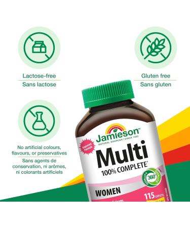 Jamieson 100% Complete Multivitamin for Adult Women with Calcium Cranberry & Biotin 115 count (Pack of 1) - Buy Online on GoSupps.com