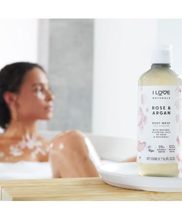 I Love Naturals Rose & Argan Body Wash | Moisturizing Plant-Based Cleanser | Essential Oils Infused | 16.9 oz International Shipping Available - Buy Online on GoSupps.com