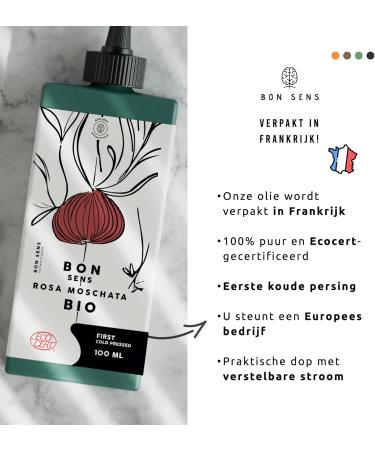 Bon Sens BIO Rosehip Oil for Face and Skin 100 Pure and Organic AntiAging Hair Scars and Stretch Marks Oil Rich in Vitamin C Omega 3 Vitamins E + A Retinol 100ml - Buy Online on GoSupps.com