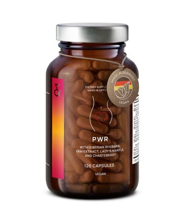 PWR - Natural Hormone Balance for Women - Period & PMS relief - Female Menstrual Regulator Supplement - Vitex Berry - Ladys Mantle - Wild Yam - Siberian Rhubarb - 120 Capsules - 60 Days Supply - Vegan