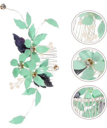 Uonlytech Comb Hair Comb Metal Flower Hair Comb Bride Wedding Hair Comb Crystal Wedding Hair Side Comb Rhinestone Bridal Hair Comb for Brides Women Girls(Green) Pearl Hair Rhinestone - Buy Online on GoSupps.com