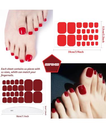 Buy JERCLITY 440 Pieces Toe Nail Stickers - Pink & Red Solid Color Nail Wraps for Women Girls & Kids - Self-Adhesive Polish Strips with Nail File - Perfect for Easy DIY Manicures - Buy Online on GoSupps.com