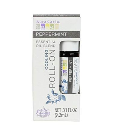 Aura Cacia Peppermint Roll-On | GC/MS Tested for Purity | 9.2 ml (0.31 fl. oz.)