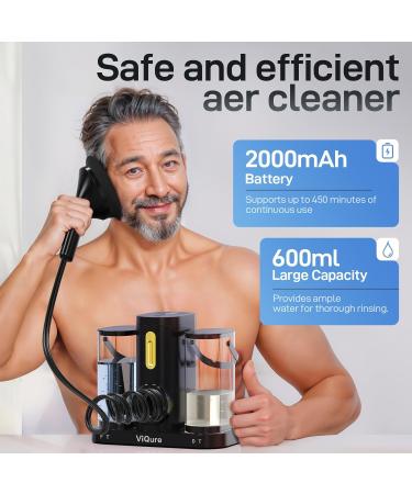 Electric Ear Wax Removal Kit Ear Irrigation Flushing System with Dual Large Water Tank 4 Pressure Mode 2 Tips Safe Water Ear Cleaner Effective Ear Flushing Kit for Adults Waterproof IPX6 Black - Buy Online on GoSupps.com